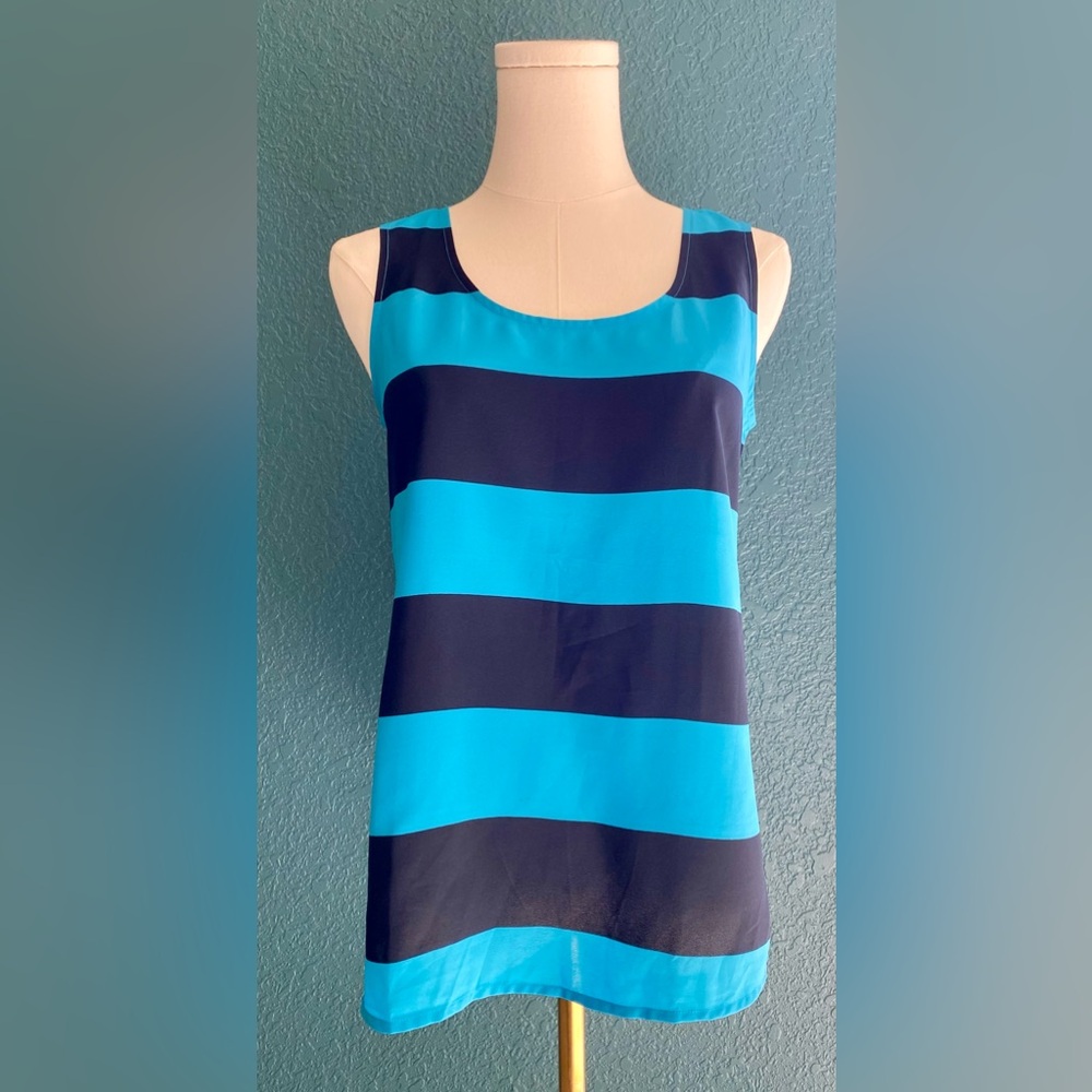 Loft blue striped tank top XS